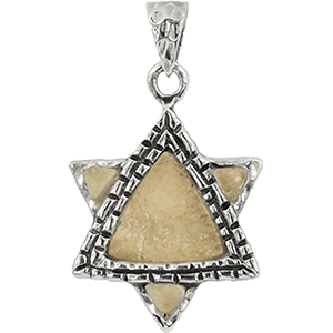 Jerusalem Stone 4 Triangles and Silver Star of David Necklace