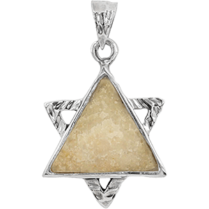 Jerusalem Stone 2 Triangles and Silver Star of David Necklace