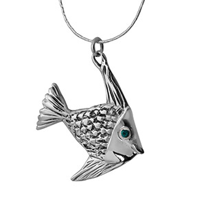 Rafael Jewelry Silver Fish with Emerald