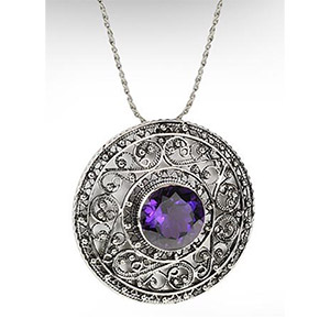 Rafael Jewelry Silver Filigree Medallion with Amethyst