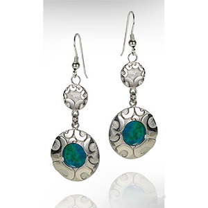 Aretes de Plata con Piedra Eilat. Joyas Rafael