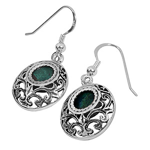 Rafael Jewelry Silver Filigree Round Eilat Stone Earrings