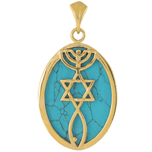 Oval Grafted In Gold-Filled and Turquoise Pendant