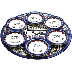 Armenian Ceramic Seder Plate with small Bowls