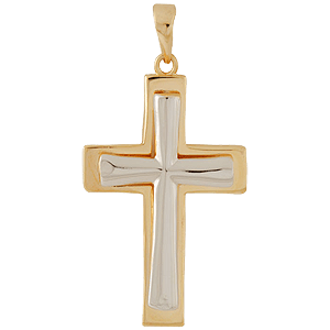 Colgante Cruz en dos capas en dos tonos de Gold-filled