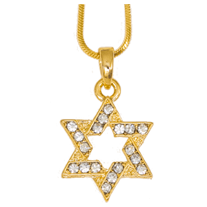 Rhodium Star of David Necklace with Crystals