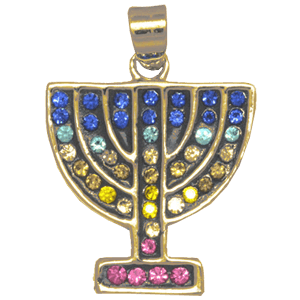 Rainbow Menorah, gold filled