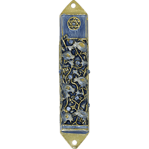 Blue Enamel Pomegranate Mezuzah