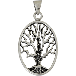 Teardrop Tree of Life Silver Pendant
