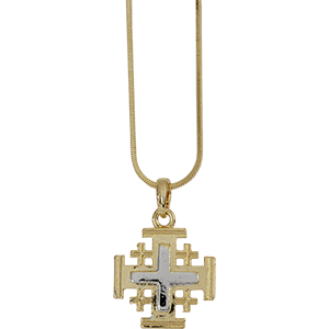 Jerusalem Kreuz Anhänger. Rhodium