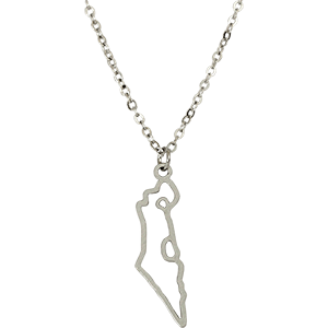 Rhodium Israel Map Necklace