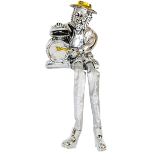 Sitting Silver Plated Drummer Figurine