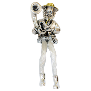 Sitting Silver Plated Tuba Player Figurine