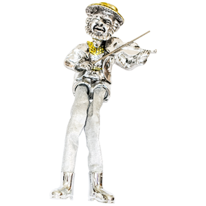 Sitting Silver Plated Violin Figurine