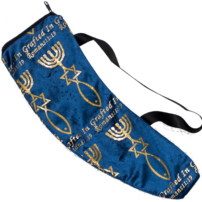 Shofar Bag for Yemenite or Rams Horn. Blue Velvet.