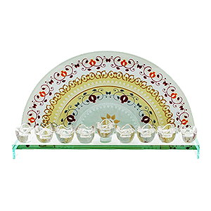 Pomegranate Glass Hanukkah Menorah