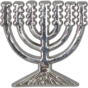 Menorah Silver Colored Lapel Pin