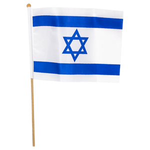 Flag of Israel with Wooden Stick