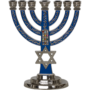 Breastplate & Star of David Enamel Menorah, Various sizes and colors