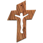 Kreuz aus Olivenholz mit ausgeschnittenem Kruzifix
