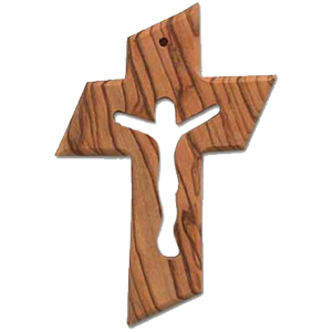 Cruz de madera de olivo tallada