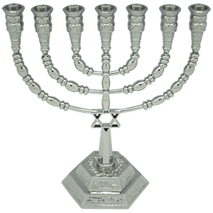 Nickle Plated Star of David Menorah