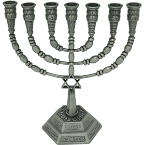 Pewter Plated Star of David Menorah