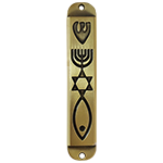 Brass Mesusa mit Messianischem Siegel