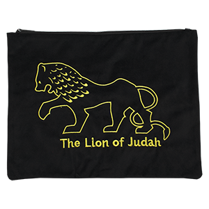 Black Velvet Tallit Bag with Gold Lion of Judah