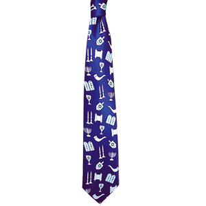 Blue Jewish Holiday Tie