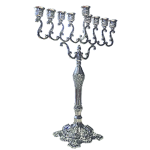 Tall Silver Plated Hanukkah Menorah