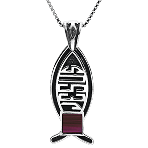 Nano Bible Necklace Silver Jesus Fish