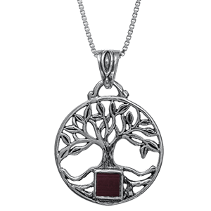 Nano Bible Necklace Silver Round Tree of Life