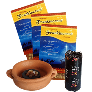SAVE 15%! Biblical Christmas Incense plus Censer and Charcoal