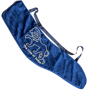 Lion of Judah Blue Velvet Shofar Bag, Long
