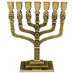 BESTSELLER! Menorá de siete velas con las 12 tribus de Israel 