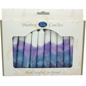 12 Velas de Shabat hechas a mano  sombreado purpura.