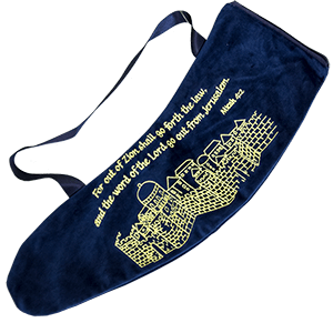 Jerusalem Old City Blue Velvet Shofar Bag, Short