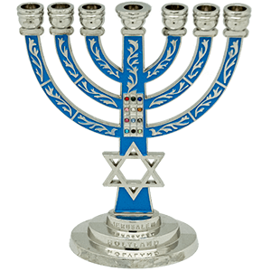 Breastplate & Star of David Enamel Menorah, Various sizes and colors
