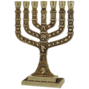 Brass 12 Tribes of Israel Menorah