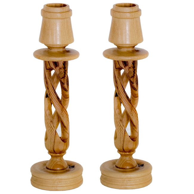 Candelabros de madera de olivo