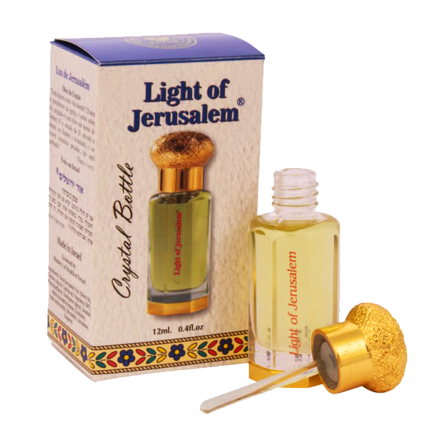 Gold Torah Light of Jerusalem Anointing Oil Bottle, Anointing Oils